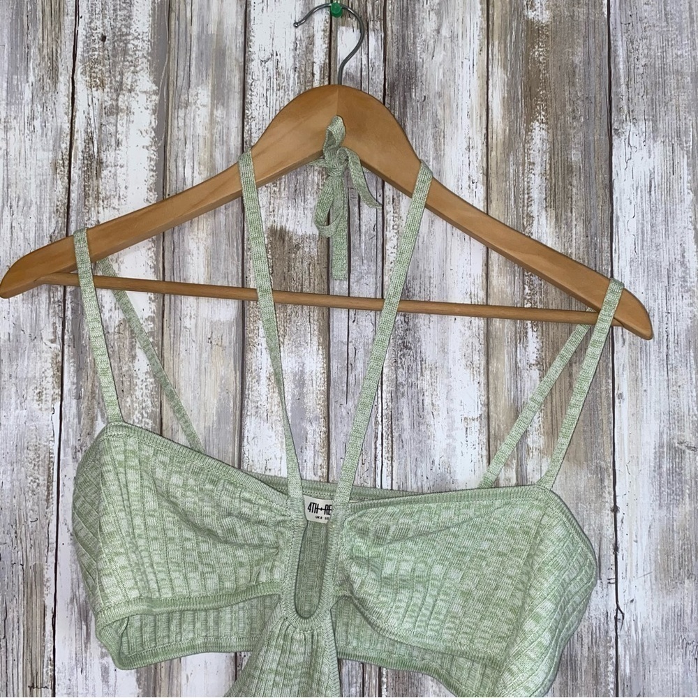 4th & Reckless Sicily Cut Out Halter Knit Mini Dress Sage Green Size S - Picture 7 of 8